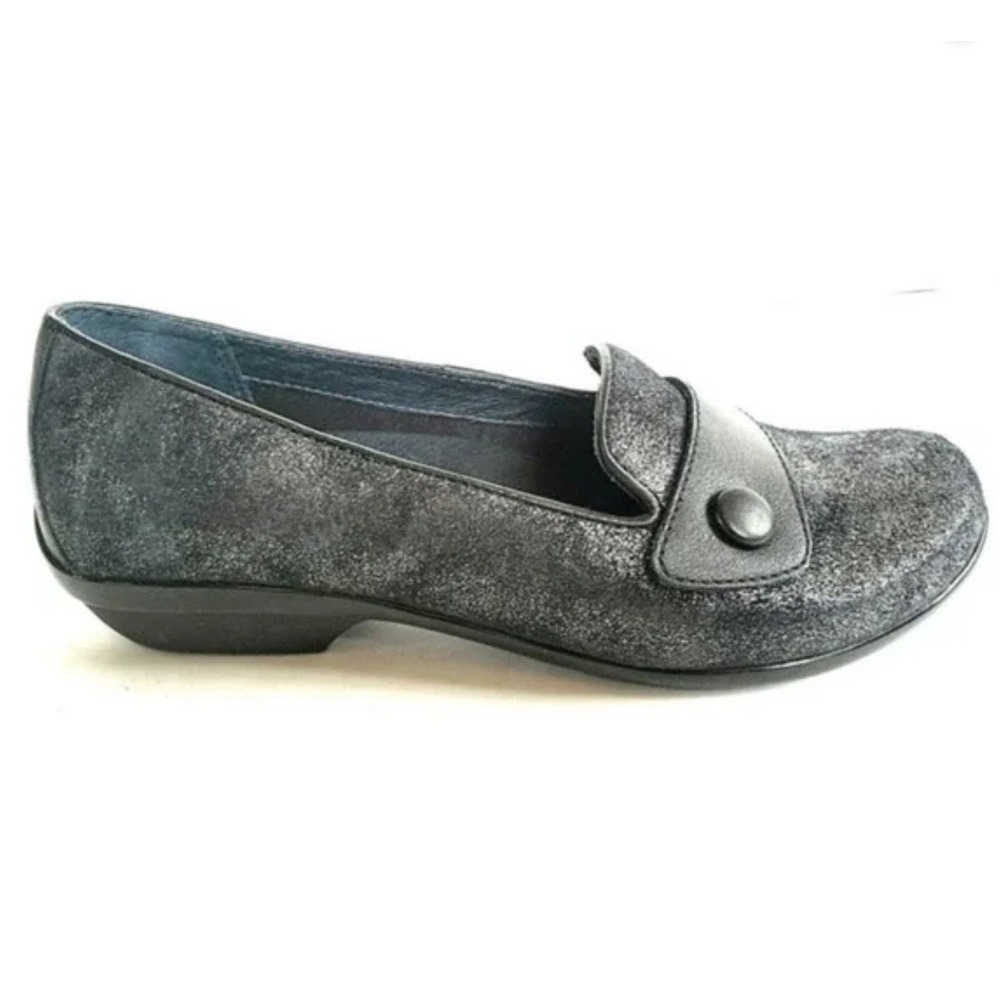 Dansko OLENA Womens Metallic BlackSuede Leather Loafer Flat Shoes Size 10 EU 40